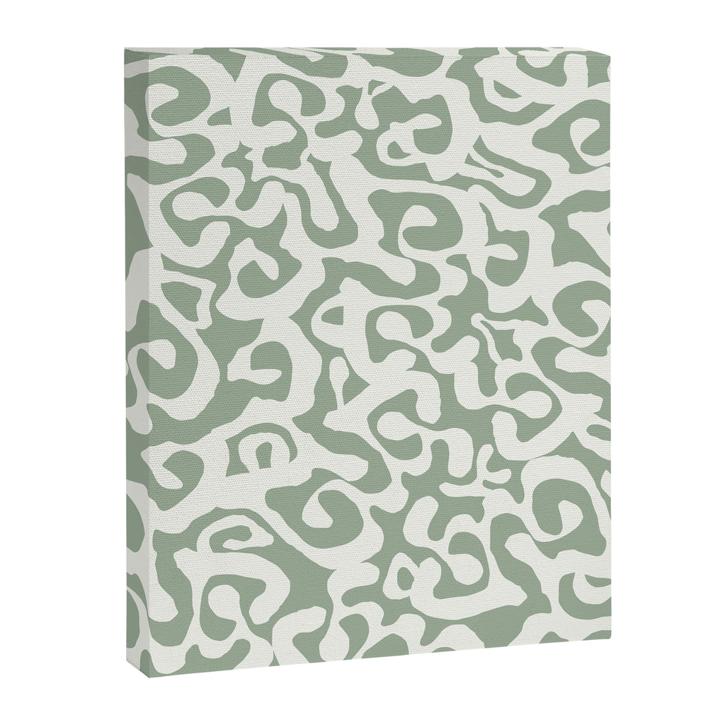 Sage Green and Off White Abstract Modern Scala Media Pattern Canvas Print Gallery Image 6