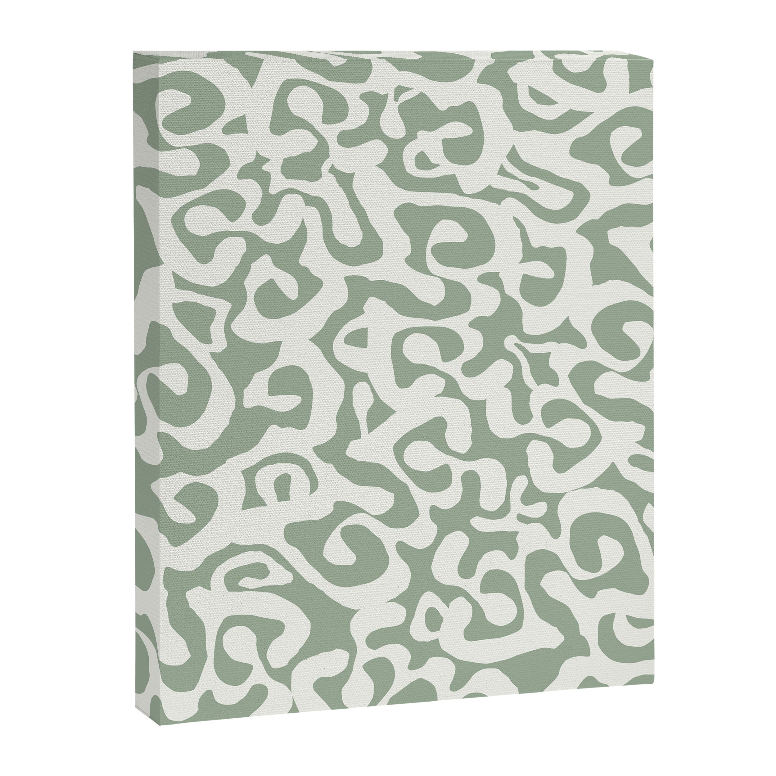 Sage Green and Off White Abstract Modern Scala Media Pattern Canvas Print Gallery Image 6