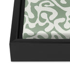 Sage Green and Off White Abstract Modern Scala Media Pattern Framed Canvas Print Gallery Image 3