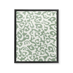 Sage Green and Off White Abstract Modern Scala Media Pattern Framed Canvas Print Gallery Image 6