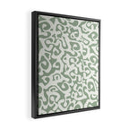 Sage Green and Off White Abstract Modern Scala Media Pattern Framed Canvas Print Gallery Image 2