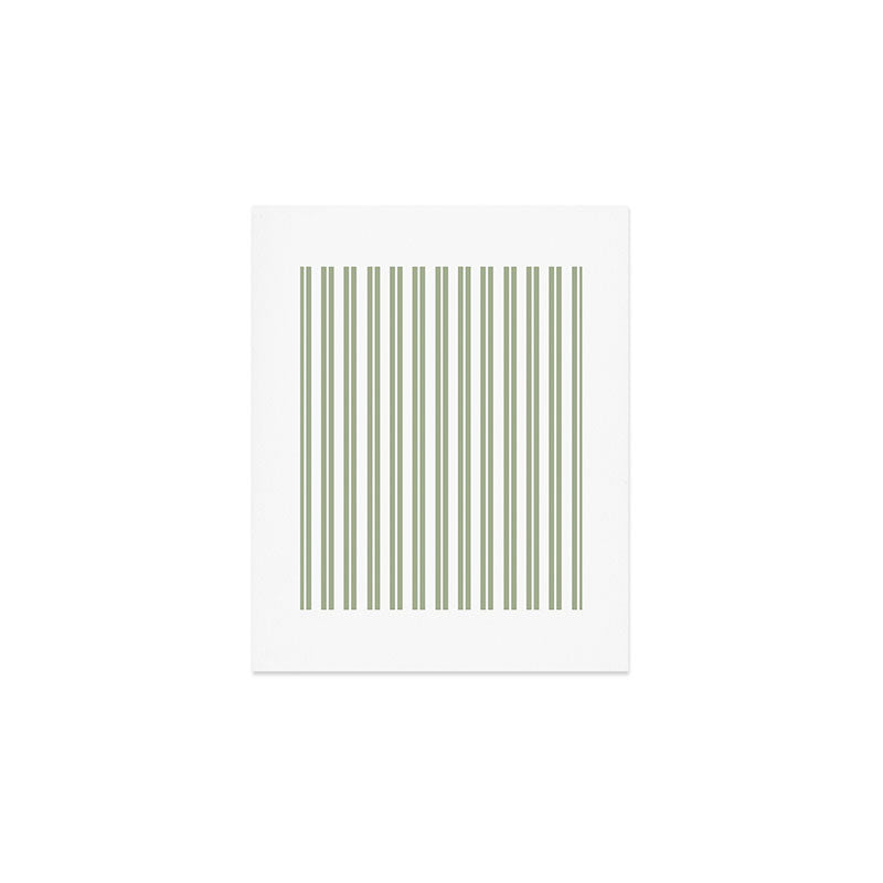 Sage Green and White Classic Double Striped Pattern  Art Print Gallery Image 1