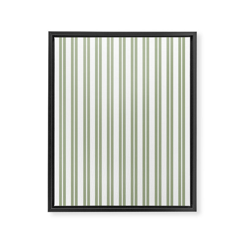 Sage Green and White Classic Double Striped Pattern  Framed Canvas Print Gallery Image 8