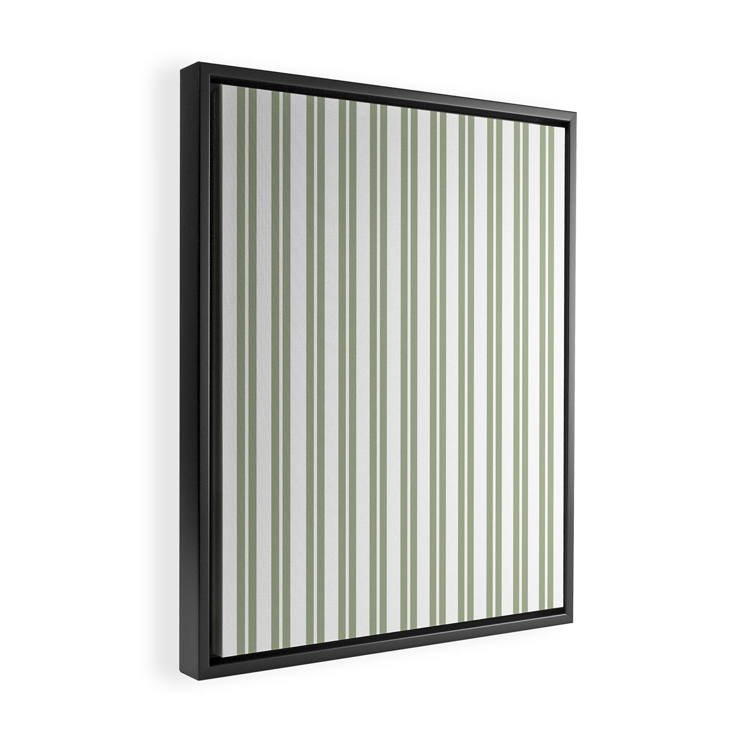 Sage Green and White Classic Double Striped Pattern  Framed Canvas Print Gallery Image 2