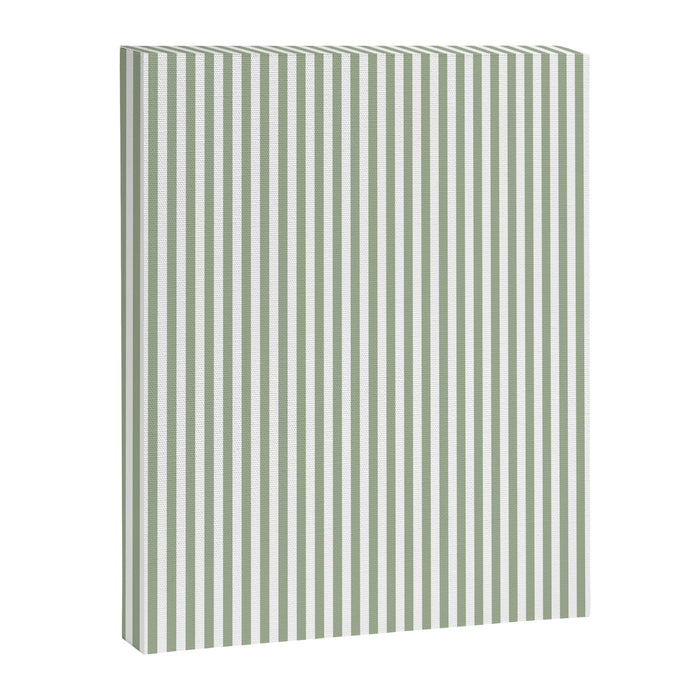 Sage Green and White Classic Narrow Stripe Pattern Vertical Canvas Print Gallery Image 1