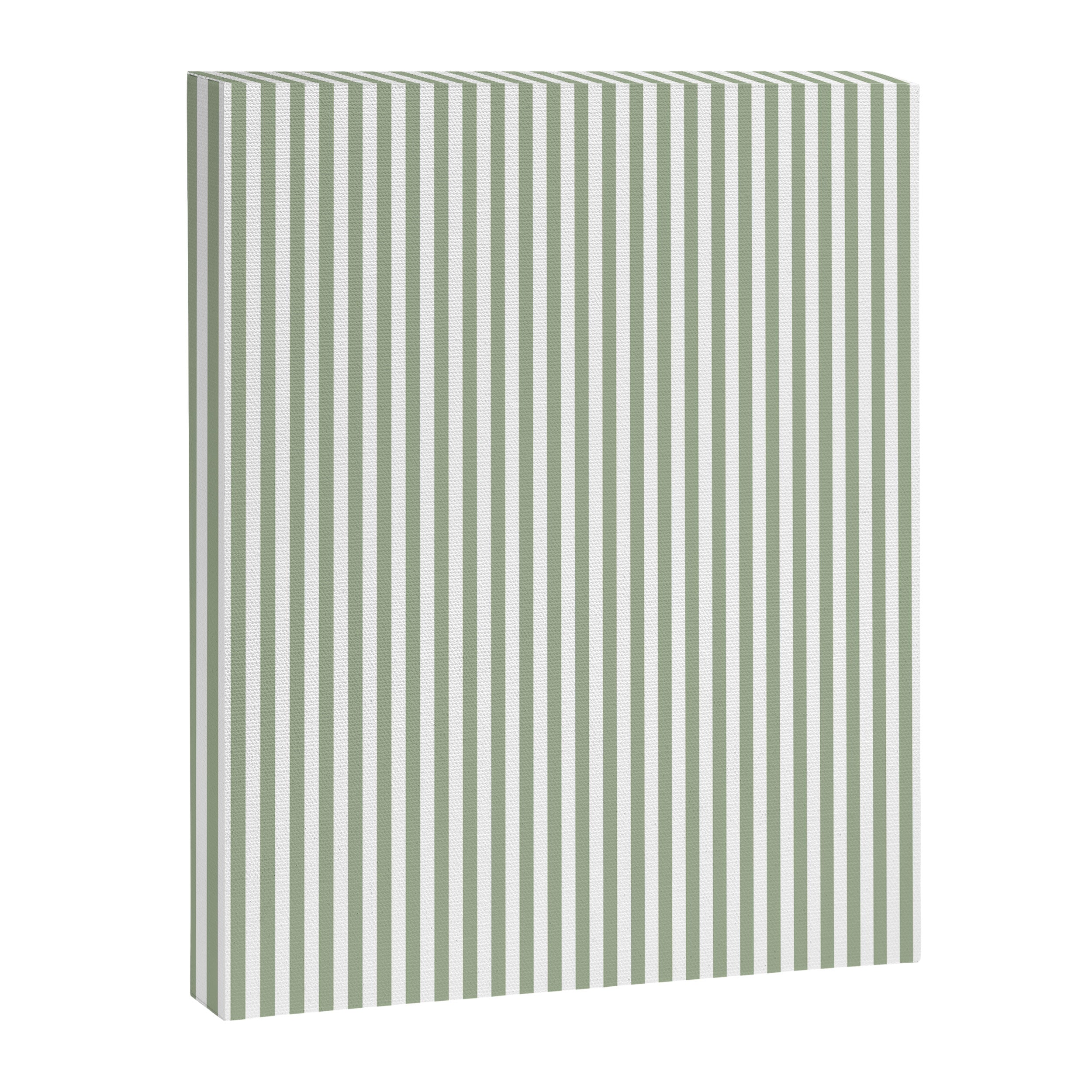 Sage Green and White Classic Narrow Stripe Pattern Vertical Canvas Print Gallery Image 8