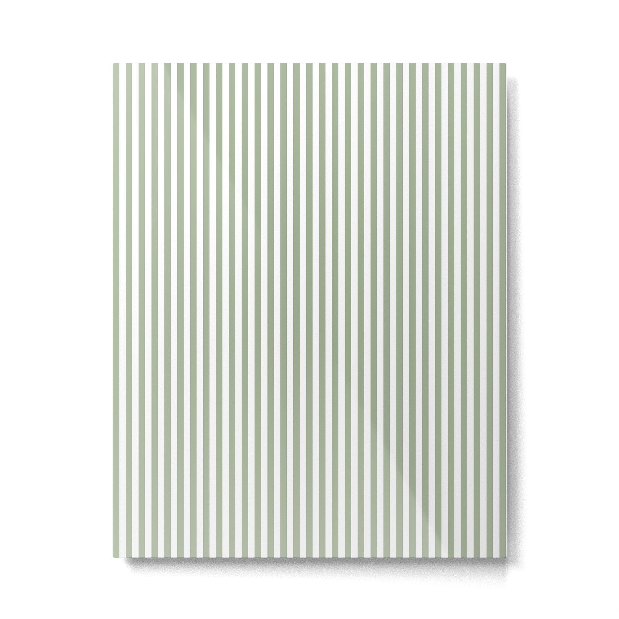 Sage Green and White Classic Narrow Stripe Pattern Vertical Metal Print Gallery Image 6