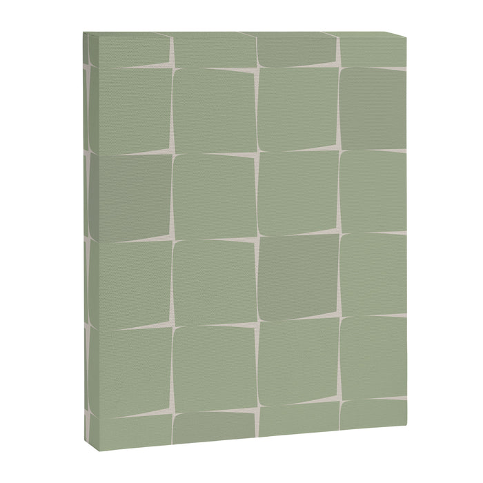 Sage Green Flux Midcentury Modern Check Grid Pattern Canvas Print Gallery Image 1
