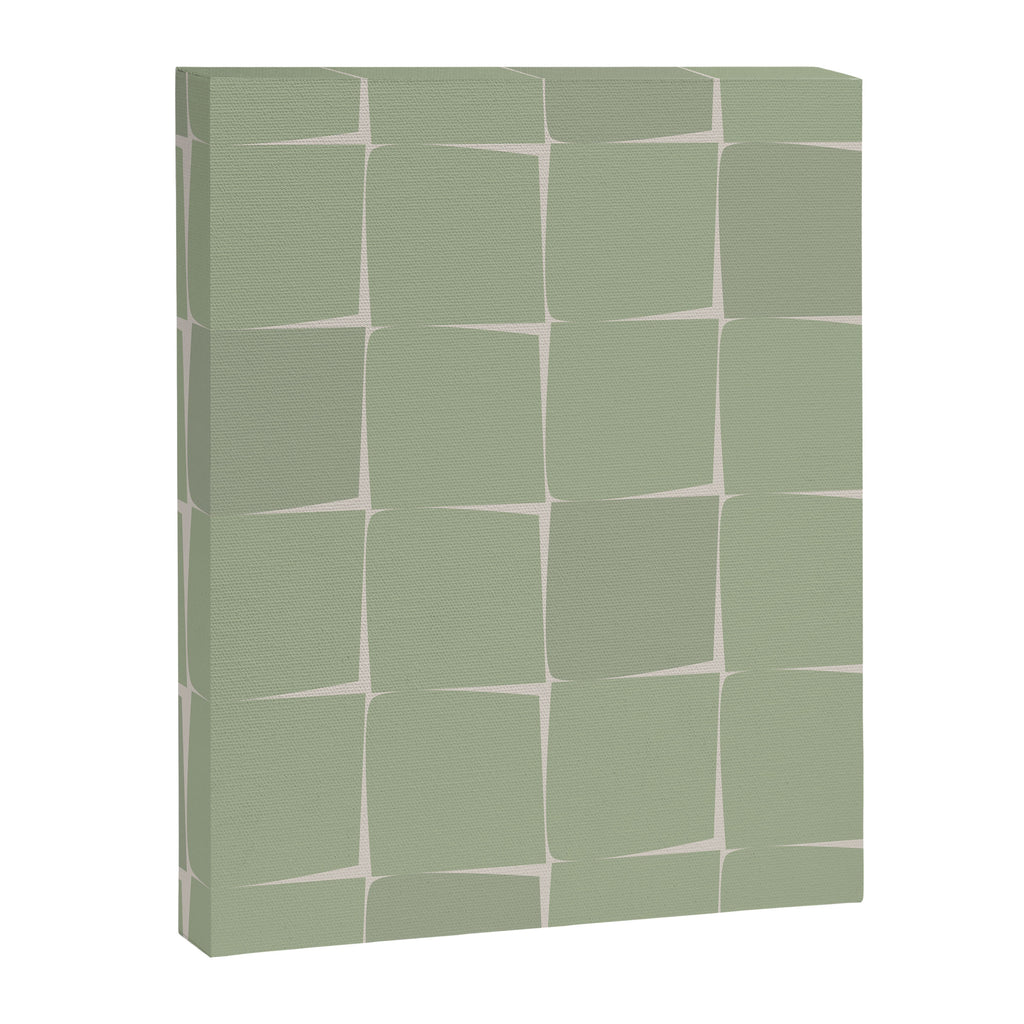 Sage Green Flux Midcentury Modern Check Grid Pattern Canvas Print Gallery Image 8