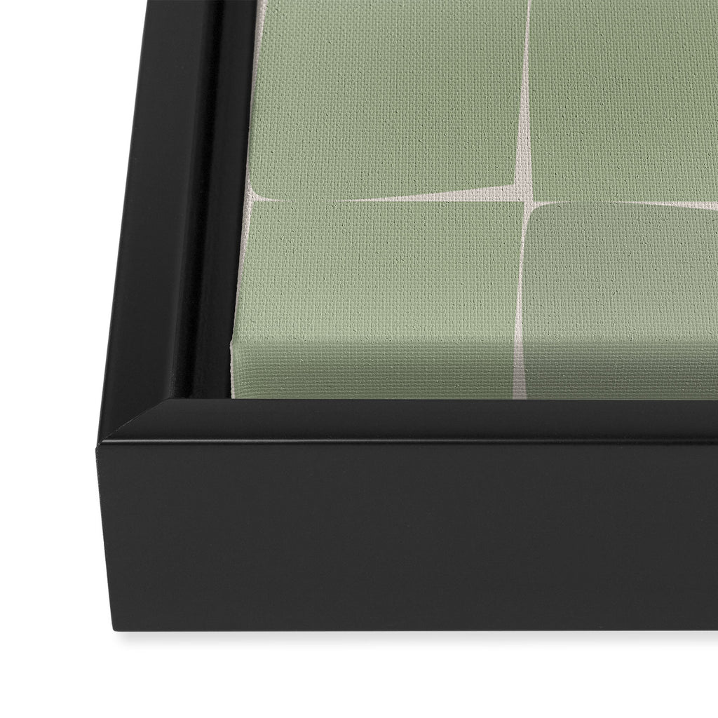 Sage Green Flux Midcentury Modern Check Grid Pattern Framed Canvas Print Gallery Image 3