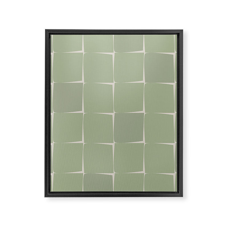 Sage Green Flux Midcentury Modern Check Grid Pattern Framed Canvas Print Gallery Image 8