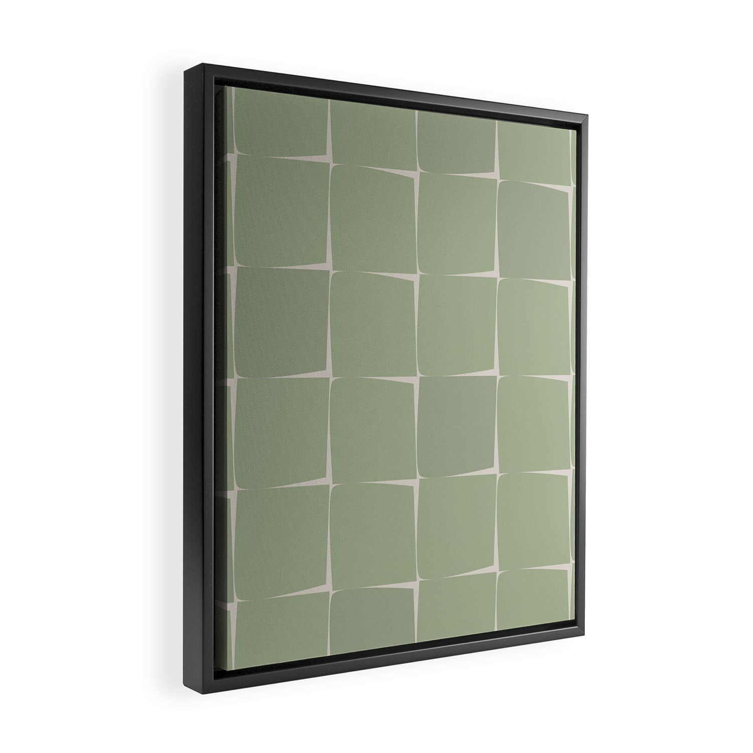 Sage Green Flux Midcentury Modern Check Grid Pattern Framed Canvas Print Gallery Image 2