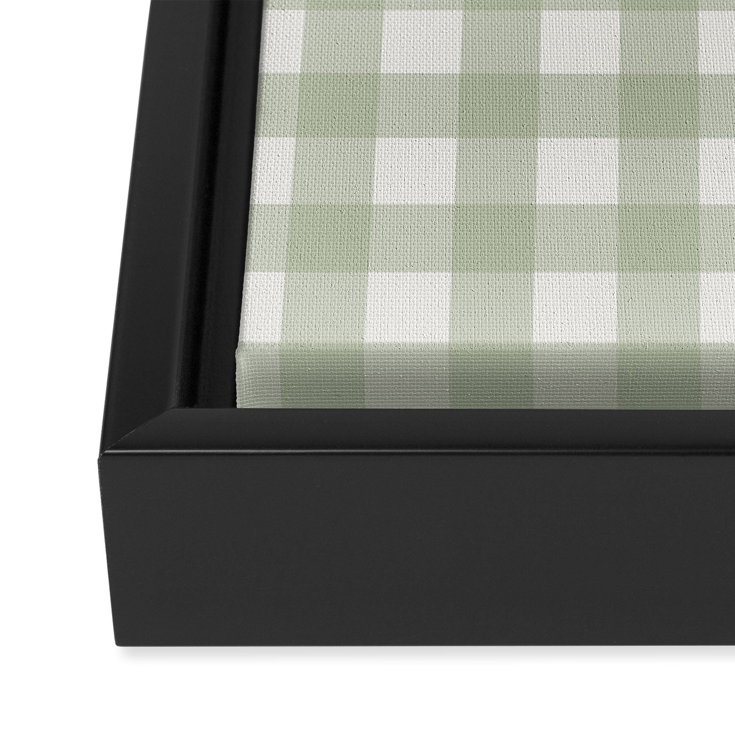 Sage Green Gingham Check Pattern Framed Canvas Print Gallery Image 3