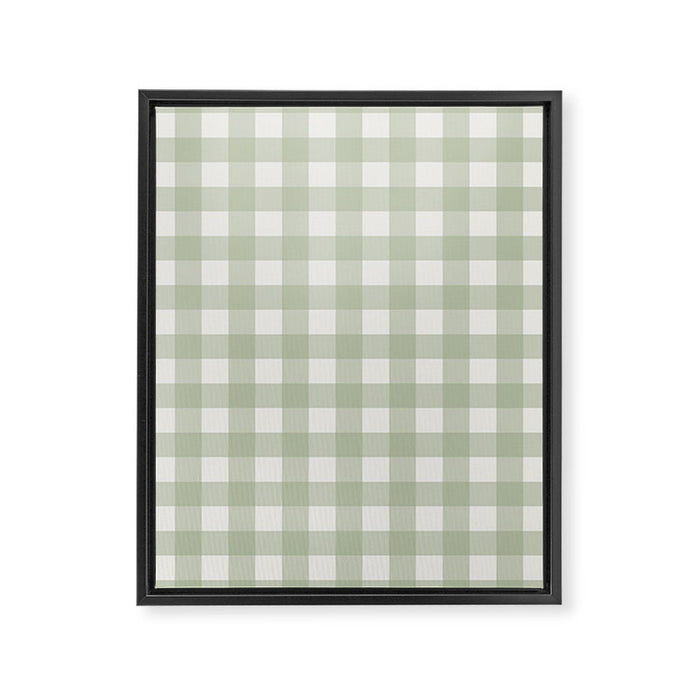 Sage Green Gingham Check Pattern Framed Canvas Print Gallery Image 1