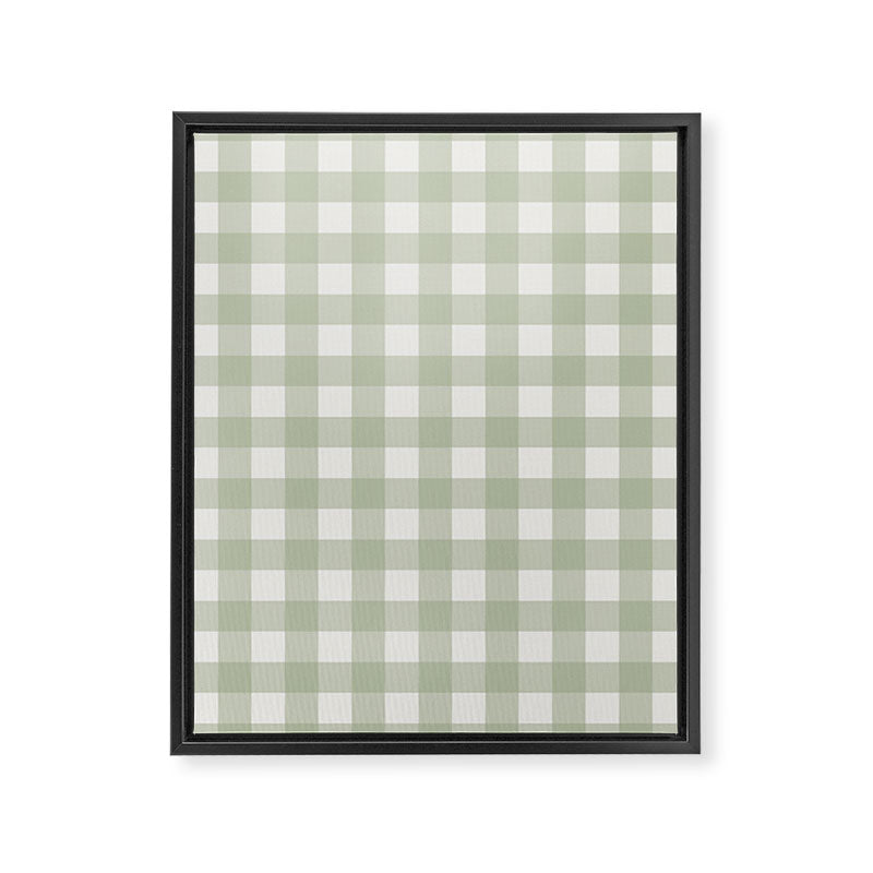 Sage Green Gingham Check Pattern Framed Canvas Print Gallery Image 8