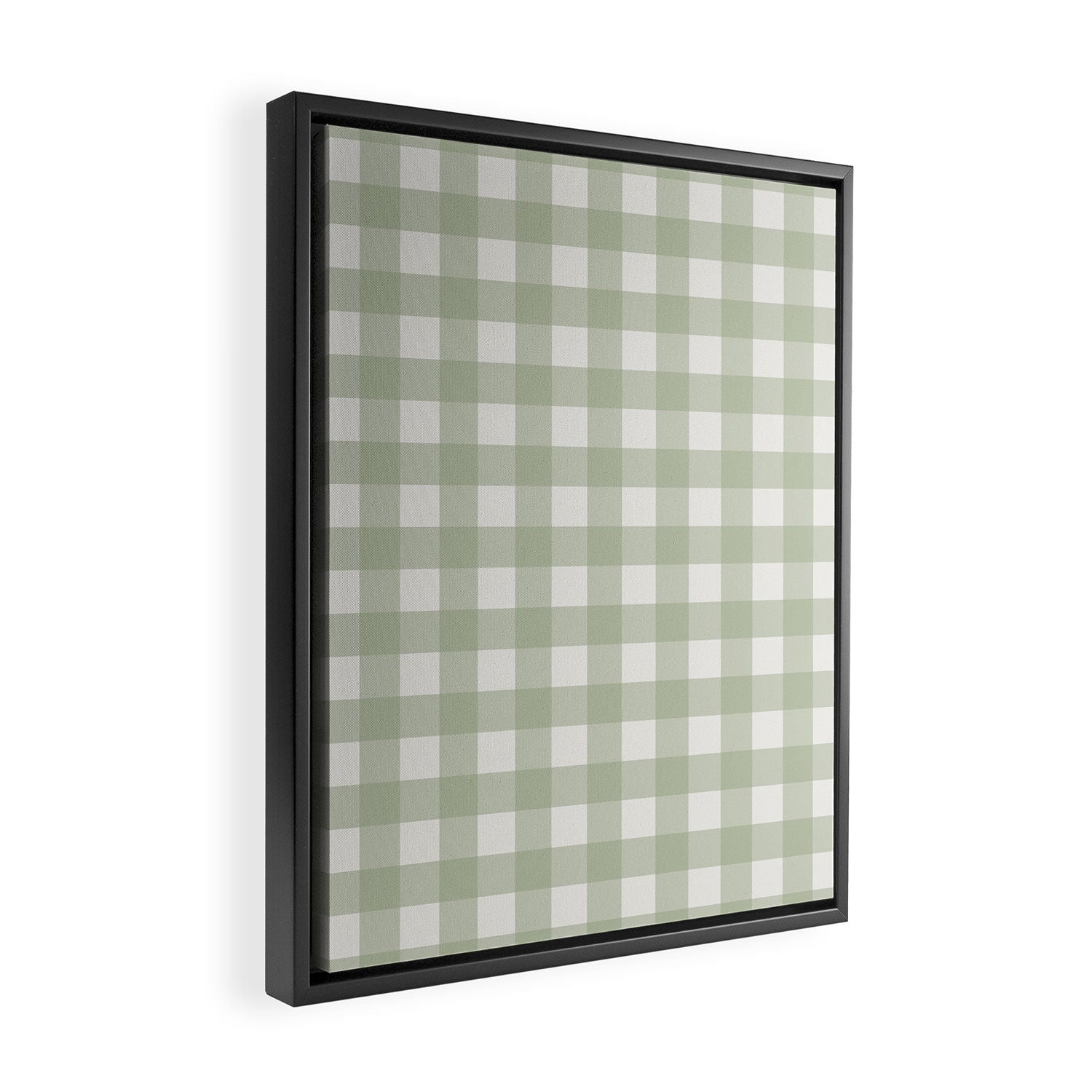 Sage Green Gingham Check Pattern Framed Canvas Print Gallery Image 2