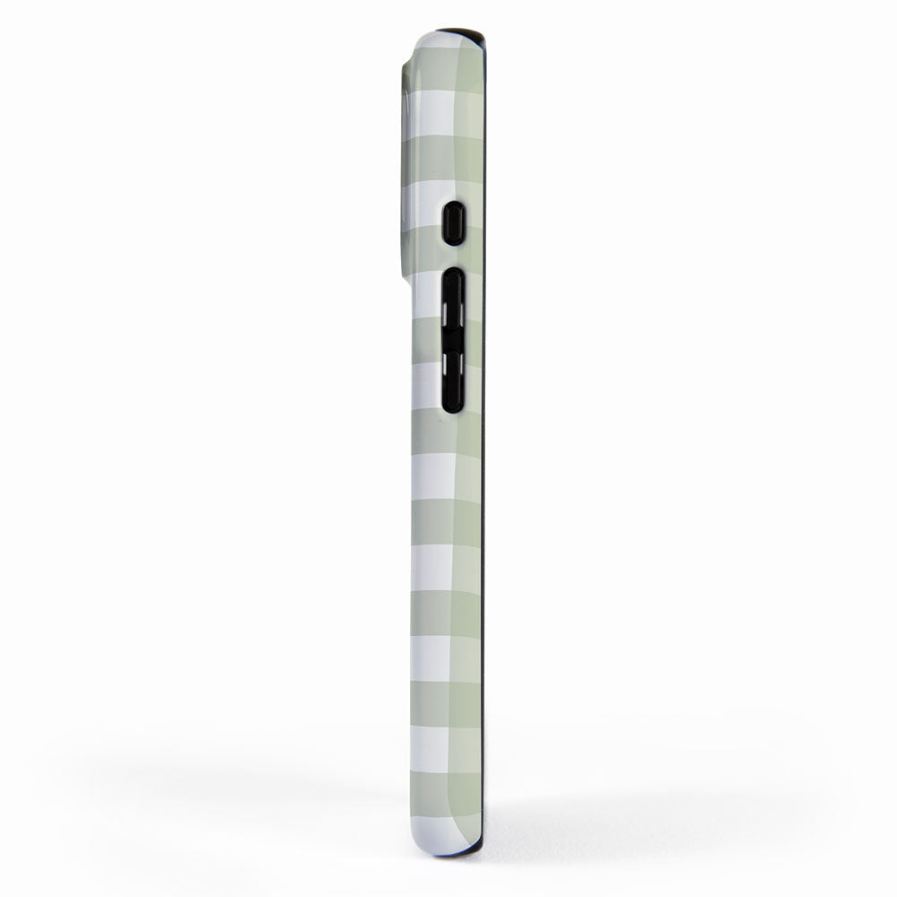 Sage Green Gingham Check Pattern iPhone Case Gallery Image 2