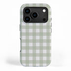 Sage Green Gingham Check Pattern iPhone Case Gallery Image 1