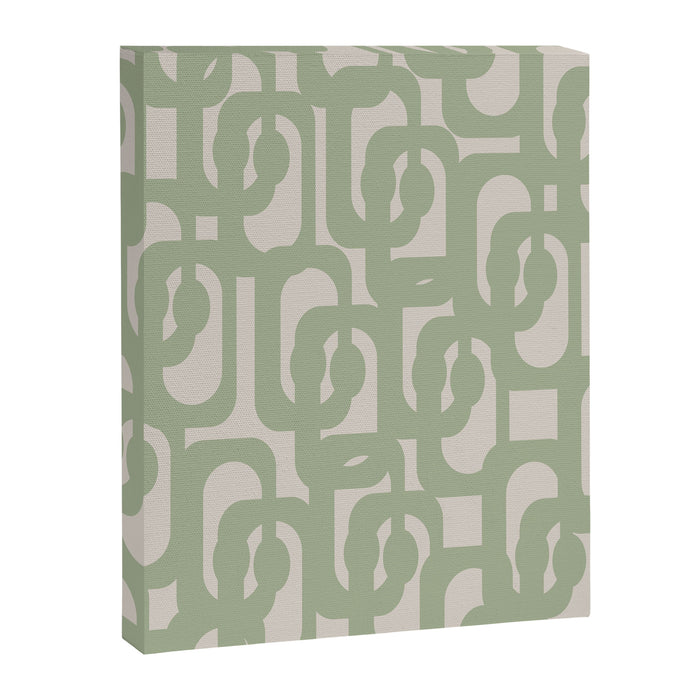 Sage Green Mid Century Modern Loop Abstract Neutral Pattern Canvas Print Gallery Image 1