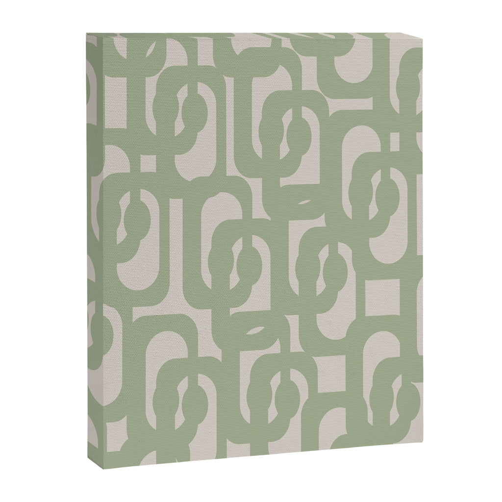 Sage Green Mid Century Modern Loop Abstract Neutral Pattern Canvas Print Gallery Image 8