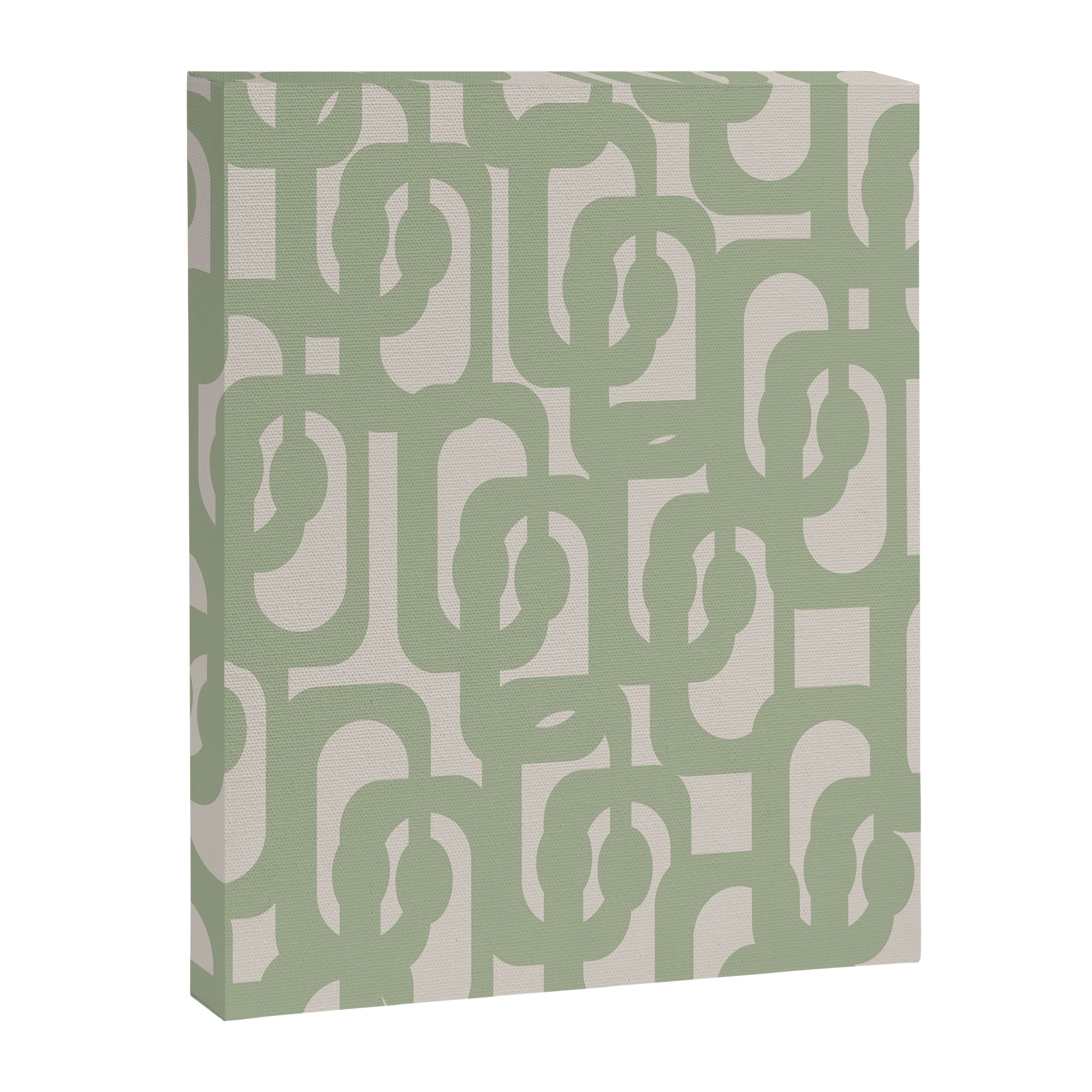 Sage Green Mid Century Modern Loop Abstract Neutral Pattern Canvas Print Gallery Image 8