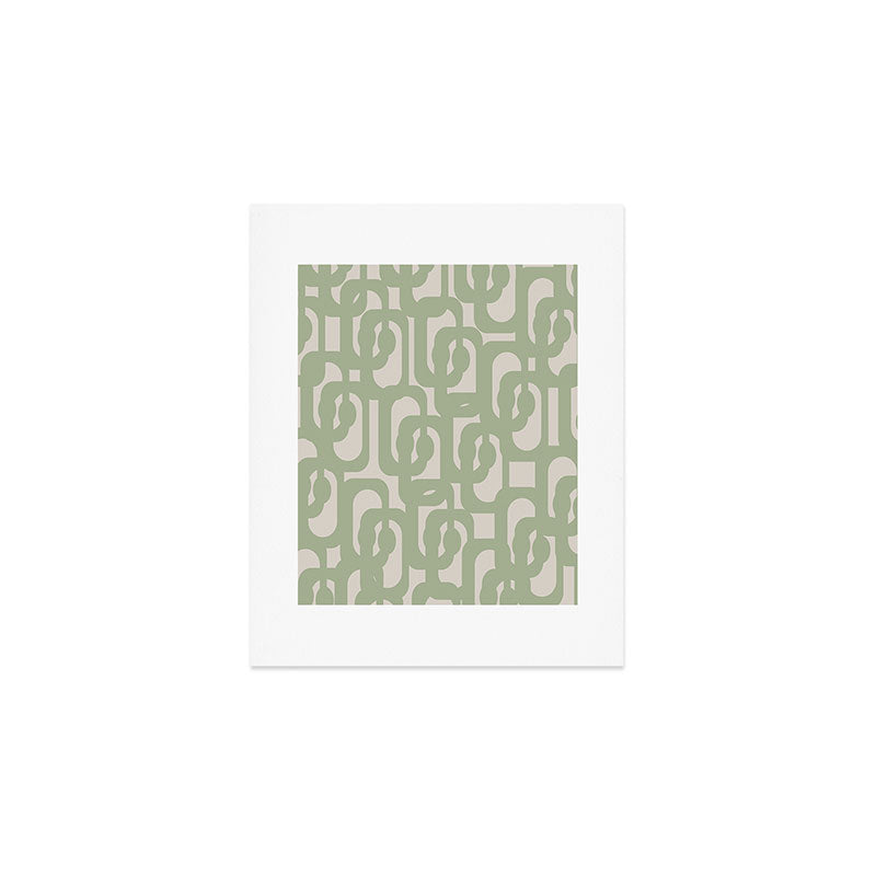 Sage Green Mid Century Modern Loop Abstract Neutral Pattern Art Print Gallery Image 1