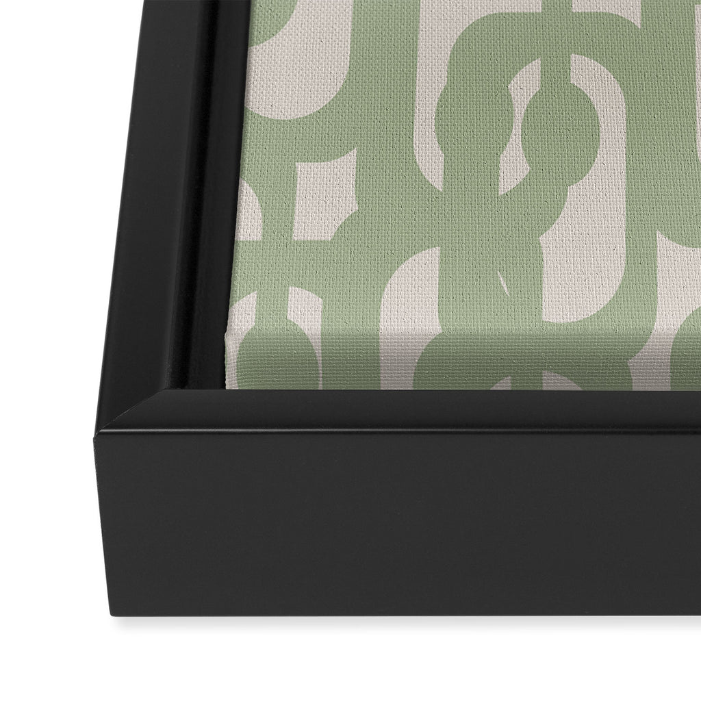 Sage Green Mid Century Modern Loop Abstract Neutral Pattern Framed Canvas Print Gallery Image 3