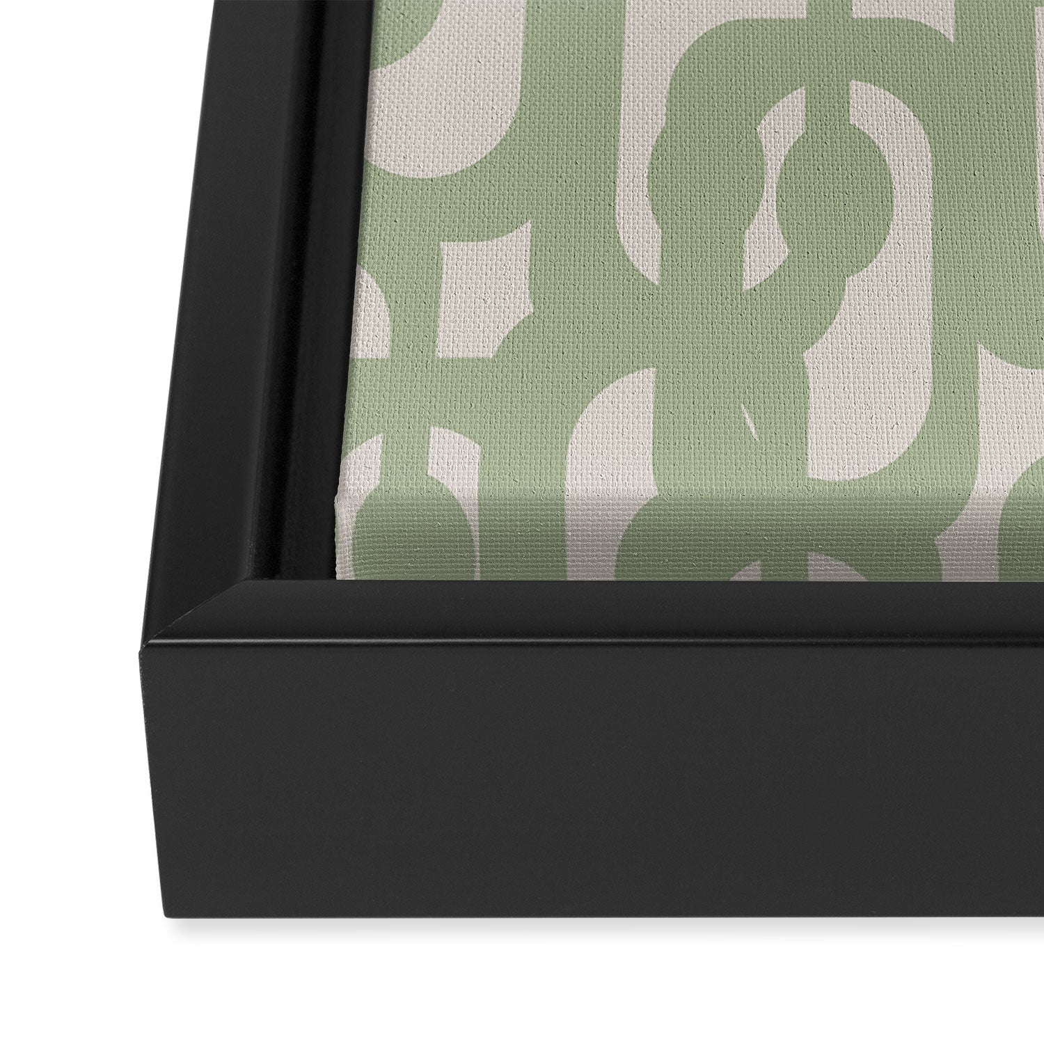 Sage Green Mid Century Modern Loop Abstract Neutral Pattern Framed Canvas Print Gallery Image 3