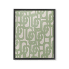 Sage Green Mid Century Modern Loop Abstract Neutral Pattern Framed Canvas Print Gallery Image 8