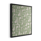 Sage Green Mid Century Modern Loop Abstract Neutral Pattern Framed Canvas Print Gallery Image 2