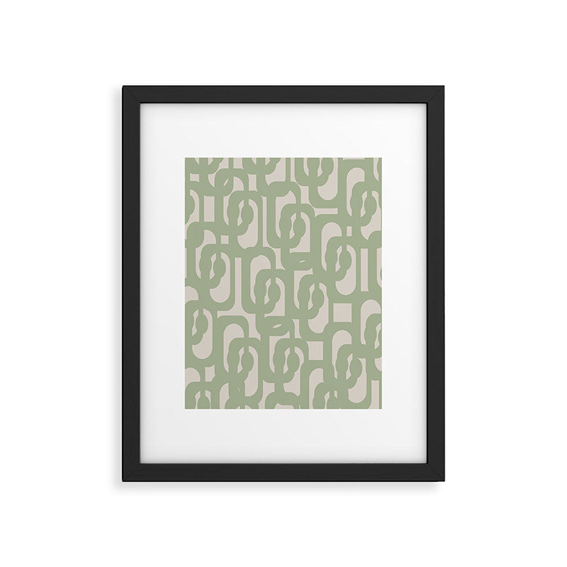 Sage Green Mid Century Modern Loop Abstract Neutral Pattern Framed Art Print Gallery Image 6