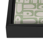 Sage Green Mid Century Modern Piquet Geometric Multi Pattern on Muted Beige Framed Canvas Print Gallery Image 3