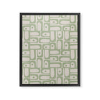 Sage Green Mid Century Modern Piquet Geometric Multi Pattern on Muted Beige Framed Canvas Print Gallery Image 8