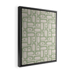 Sage Green Mid Century Modern Piquet Geometric Multi Pattern on Muted Beige Framed Canvas Print Gallery Image 2