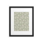 Sage Green Mid Century Modern Piquet Geometric Multi Pattern on Muted Beige Framed Art Print Gallery Image 6