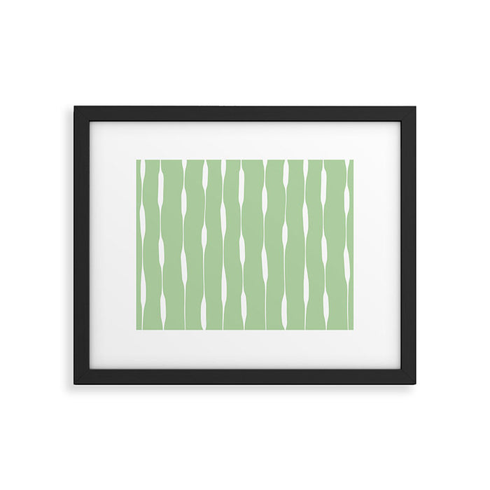 Sage Green Threaded Stripes Minimalist Modern Pattern Framed Art Print Gallery Image 1