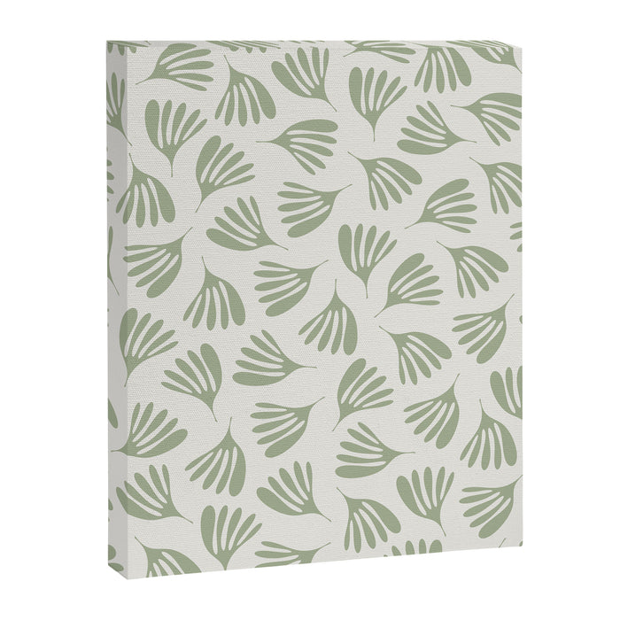 Sage Green Wispy Leaves Contemporary Abstract Botanical Pattern Canvas Print Gallery Image 1