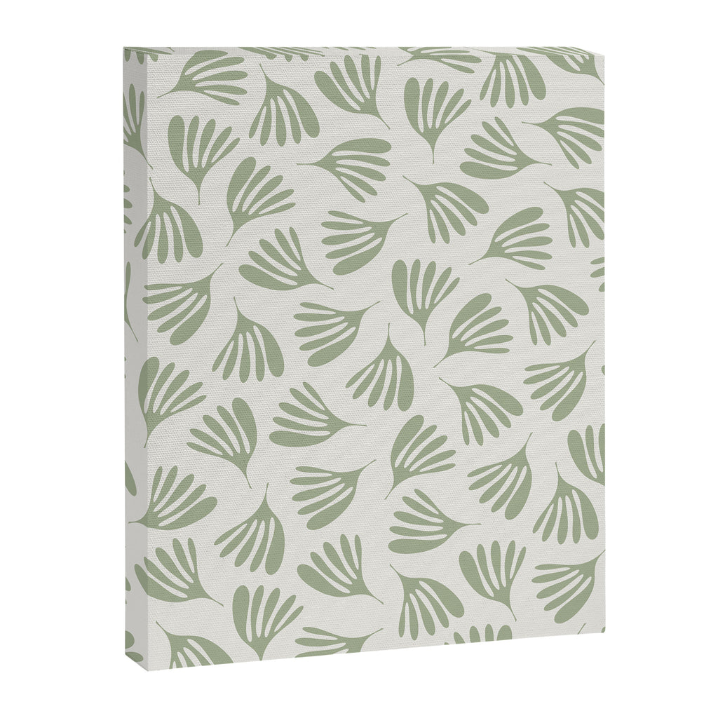 Sage Green Wispy Leaves Contemporary Abstract Botanical Pattern Canvas Print Gallery Image 6
