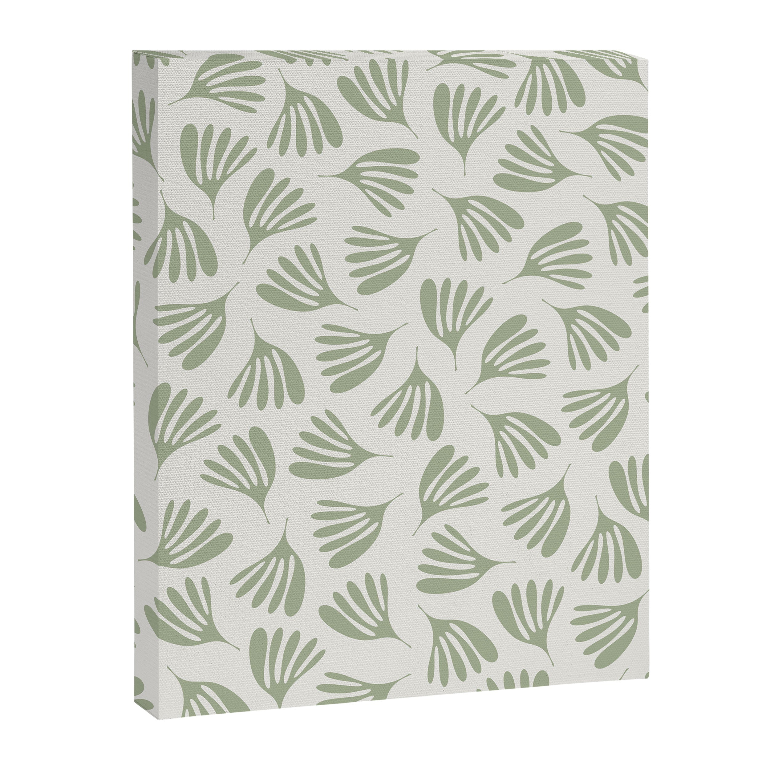 Sage Green Wispy Leaves Contemporary Abstract Botanical Pattern Canvas Print Gallery Image 6
