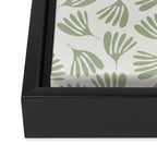 Sage Green Wispy Leaves Contemporary Abstract Botanical Pattern Framed Canvas Print Gallery Image 3