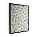 Sage Green Wispy Leaves Contemporary Abstract Botanical Pattern Framed Canvas Print Gallery Image 2