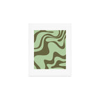 Sage Olive Green Retro Liquid Swirl Contemporary Abstract Pattern 2 Art Print Gallery Image 1