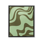 Sage Olive Green Retro Liquid Swirl Contemporary Abstract Pattern 2 Framed Canvas Print Gallery Image 8