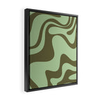 Sage Olive Green Retro Liquid Swirl Contemporary Abstract Pattern 2 Framed Canvas Print Gallery Image 2