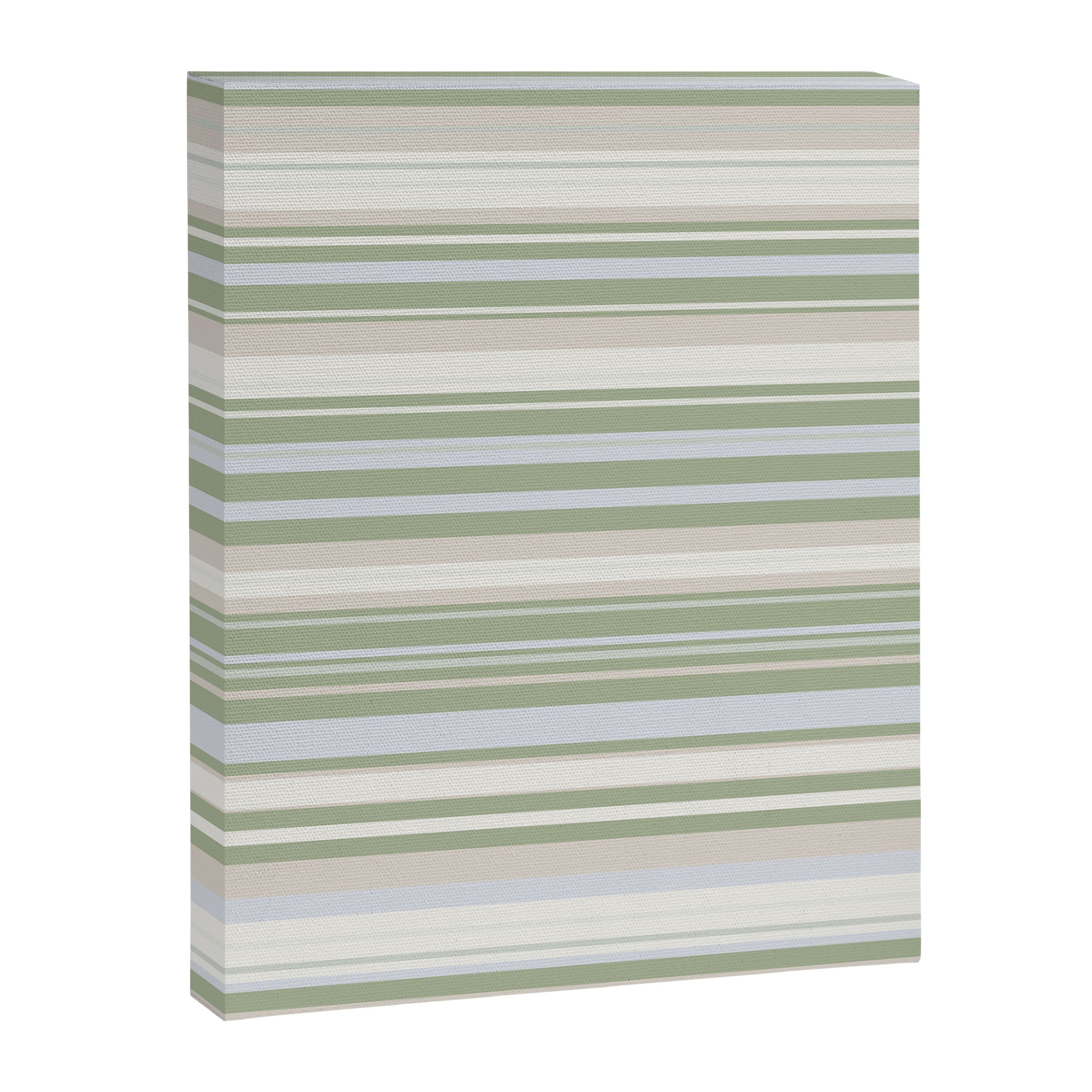 Sage Stripes - Striped Pattern in Sage Green, Almond Beige, Pale Gray, and Cream Canvas Print Gallery Image 8