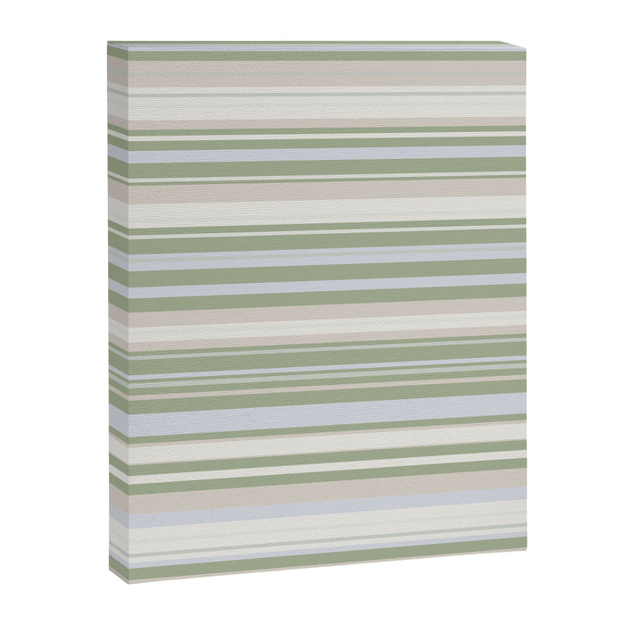 Sage Stripes - Striped Pattern in Sage Green, Almond Beige, Pale Gray, and Cream Canvas Print Gallery Image 1