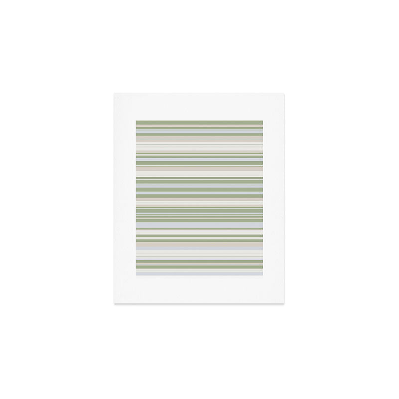 Sage Stripes - Striped Pattern in Sage Green, Almond Beige, Pale Gray, and Cream Art Print Gallery Image 1