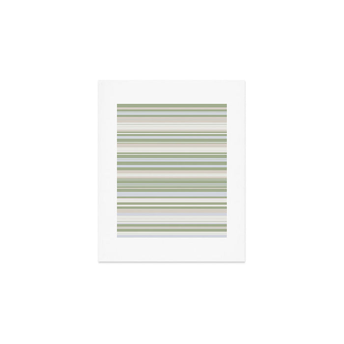 Sage Stripes - Striped Pattern in Sage Green, Almond Beige, Pale Gray, and Cream Art Print Gallery Image 1