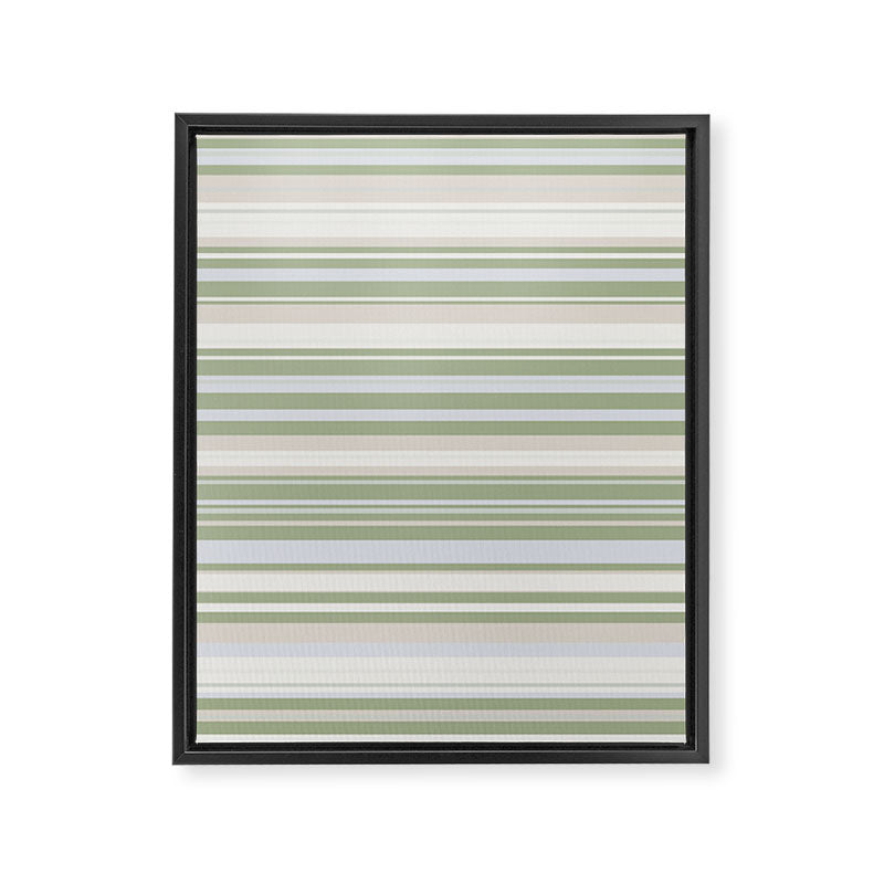 Sage Stripes - Striped Pattern in Sage Green, Almond Beige, Pale Gray, and Cream Framed Canvas Print Gallery Image 8