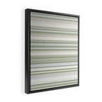 Sage Stripes - Striped Pattern in Sage Green, Almond Beige, Pale Gray, and Cream Framed Canvas Print Gallery Image 2